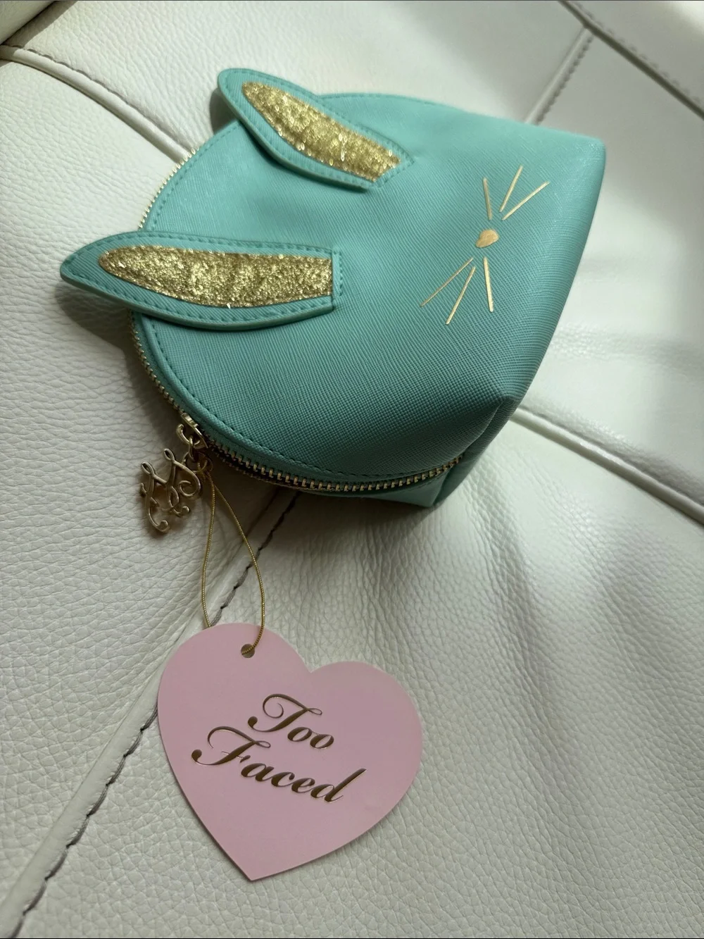 Too Faced Teal Cool‎ Not Cruel Bunny Makeup Bag